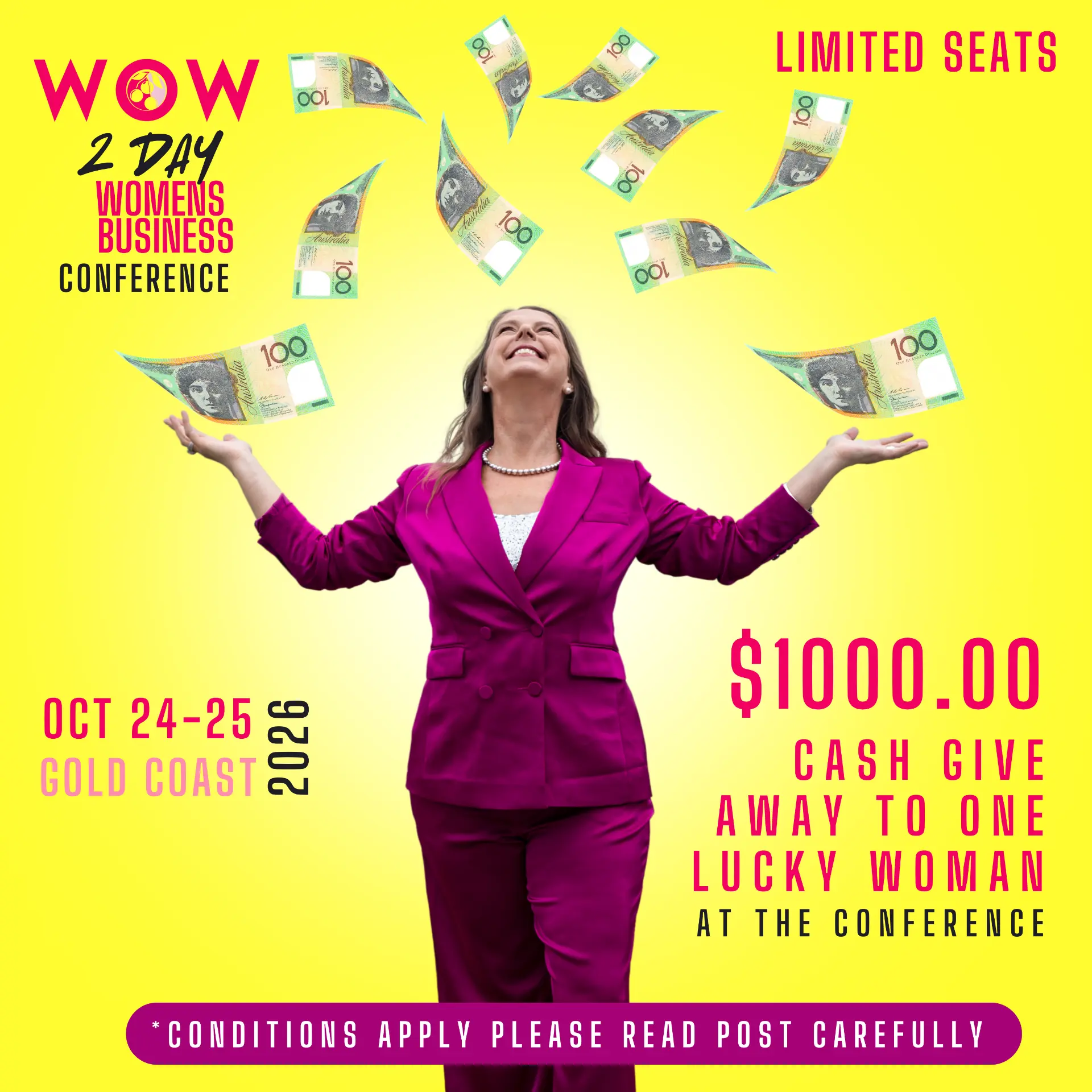 WOW 2-Day Women's Business Conference $1,000 cash giveaway to one lucky woman, Gold Coast, 24-25 October 2026